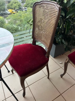 6 Sillas Rústicas Madera Ratán Terciopelo