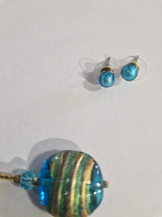 Set Bijoux Vintage Vetro Murano Blu Oro