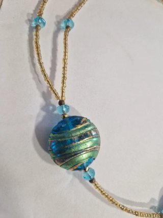 Set Bijoux Vintage Vetro Murano Blu Oro