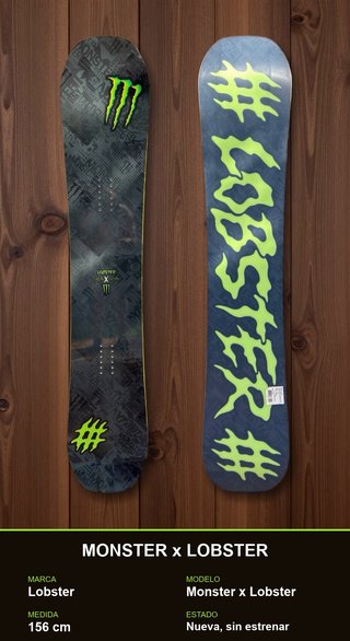 Tabla Snow Lobster x Monster 156 cm Nueva