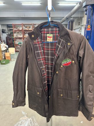 Chaqueta de moto azul y gris
