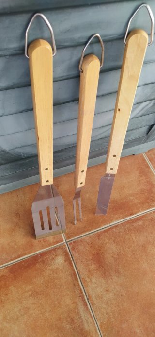 Set Accesorios Barbacoa Madera y Metal