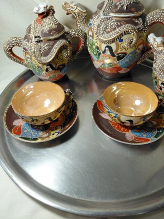 Juego de té japonés Satsuma Dragónware