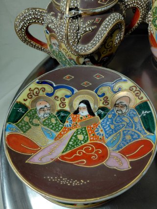 Juego de té japonés Satsuma Dragónware