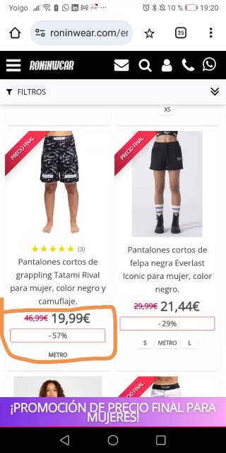 Shorts Jiu Jitsu Tatami No Gi Mujer Talla S