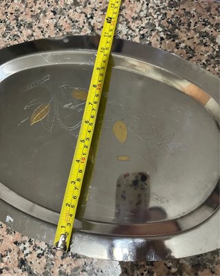 Vassoio Ovale Acciaio Inox e Oro 24kt