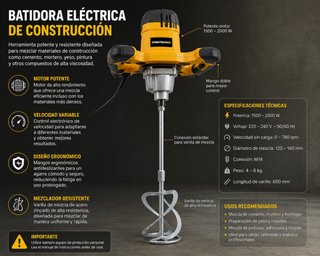 Batidora Eléctrica Construcción 1500-2000W