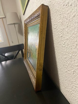 Cuadro vintage óleo caza patos