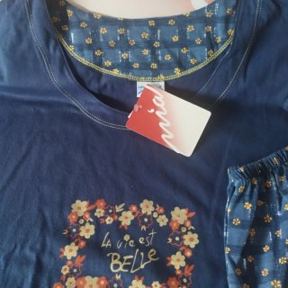 Pijama azul flores nuevo algodón