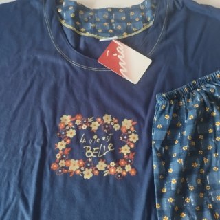 Pijama azul flores nuevo algodón