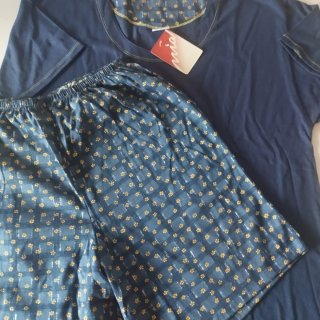 Pijama azul flores nuevo algodón