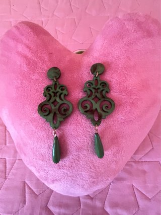 Pendientes Largos Barrocos Flamenca Verdes