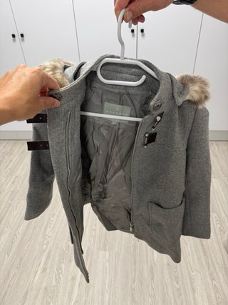 Abrigo paño niña con capucha y pelo Talla 6
