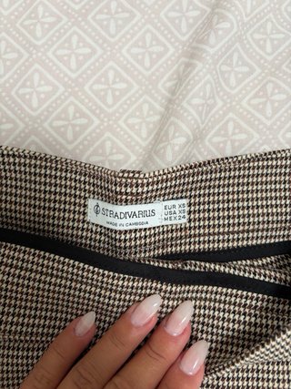Falda pantalón cuadros beige y marrón