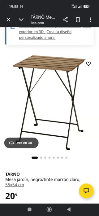 Mesa de jardín TÄRNÖ Ikea blanco SIN ESTRENAR