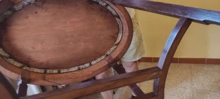 Mesita Art Nouveau Cristal y Madera