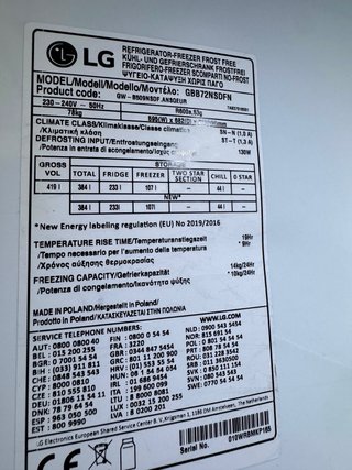 FRIGORÍFICO COMBI NO FROST EN INOX LG