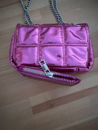 Bolso Mango rosa metalizado