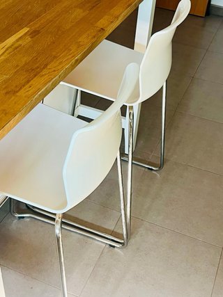 3 Taburetes Altos Glenn IKEA Blanco/Cromado
