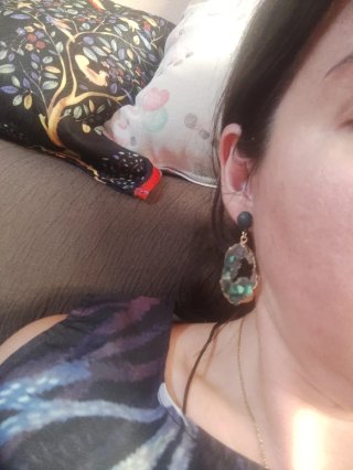 Pendientes estilo geoda verde esmeralda