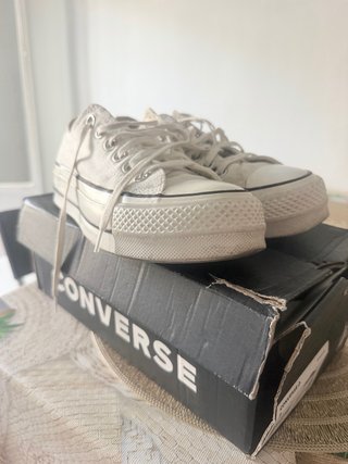 Converse Plataforma Beige/Blanco Talla 35