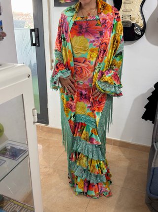 Vestido flamenco flores talla única
