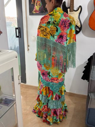 Vestido flamenco flores talla única