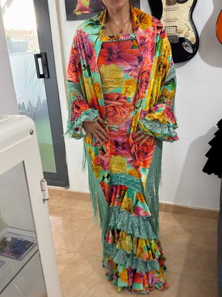 Vestido flamenco flores talla única