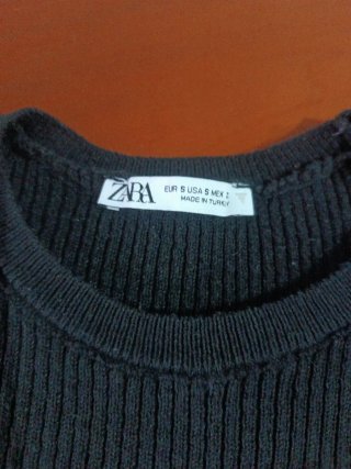 Top Zara punto grueso negro talla única