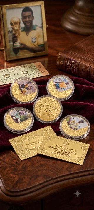 Estuche Monedas Oro Pelé - Edición Limitada