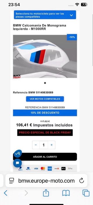 Pegatinas ///M para BMW S1000RR, M1000RR, S1000R