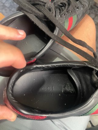 Zapatillas Gucci Ace Negras Piel Roja