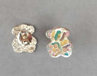 Pendientes Oso Plata Multicolor