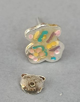 Pendientes Oso Plata Multicolor