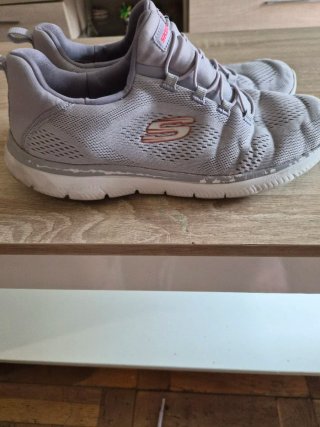 Zapatillas Skechers Mujer sin Cordones Gris Rosa