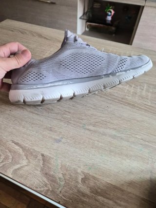 Zapatillas Skechers Mujer sin Cordones Gris Rosa