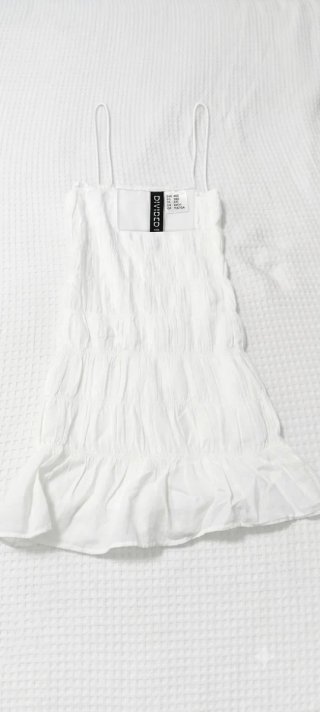 Vestido Blanco H&M Divided Nido Abeja Talla XXS