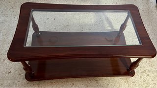 Mesa auxiliar madera y cristal