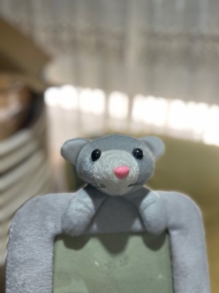Marco de fotos peluche ratón gris