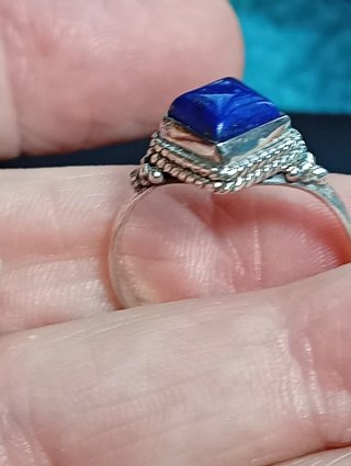 Anillo Plata Ley Piedra lapizlazuli