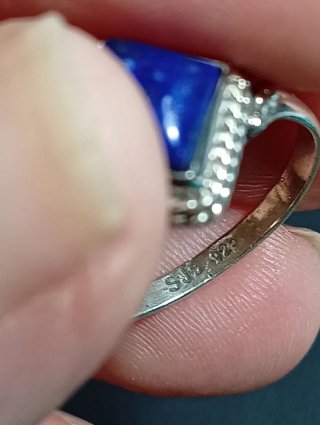 Anillo Plata Ley Piedra lapizlazuli