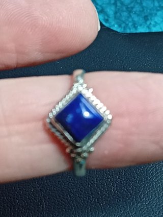 Anillo Plata Ley Piedra lapizlazuli