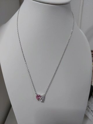 Collar Corazón Rosa y Pera Blanco Rhodium Plated