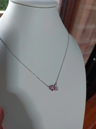 Collar Corazón Rosa y Pera Blanco Rhodium Plated