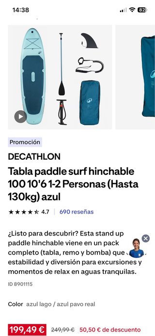 Tabla de paddle surf morada con garantía