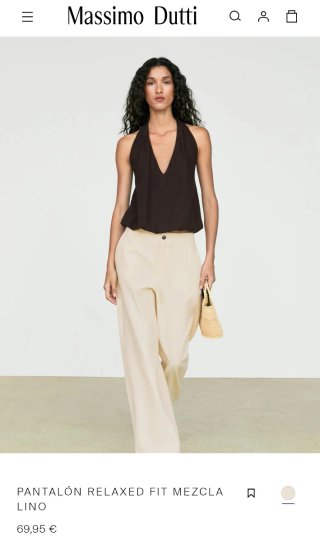 Pantalón fit mezcla lino 34', 40' Massimo Dutti