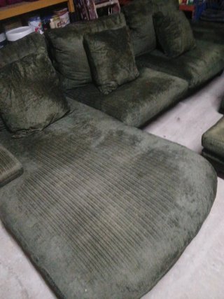 Sofá modular + sillón + taburete + 5 cojines