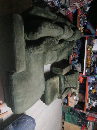 Sofá modular + sillón + taburete + 5 cojines