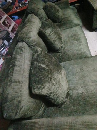 Sofá modular + sillón + taburete + 5 cojines