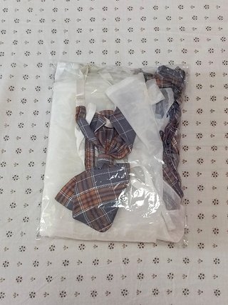 Set Scolaro / Cheongsam a quadri marrone